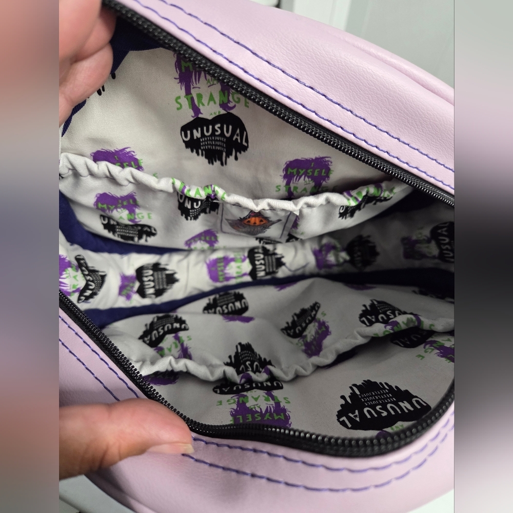 Love Pain and Stitches handcrafted pumpkin face crossbody in lavender - Picture 5 of 12